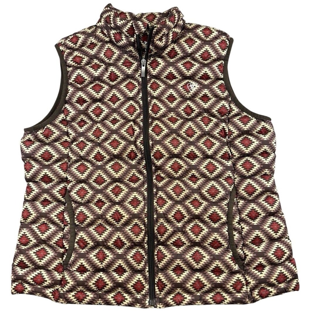Ariat Women's Down Puffer Vest Sz XL Southwest Aztec Western Country Cowgirl